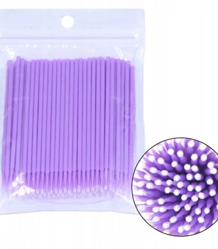 Aplikatory microbrush bezwłókienkowe 100 szt fioletowe